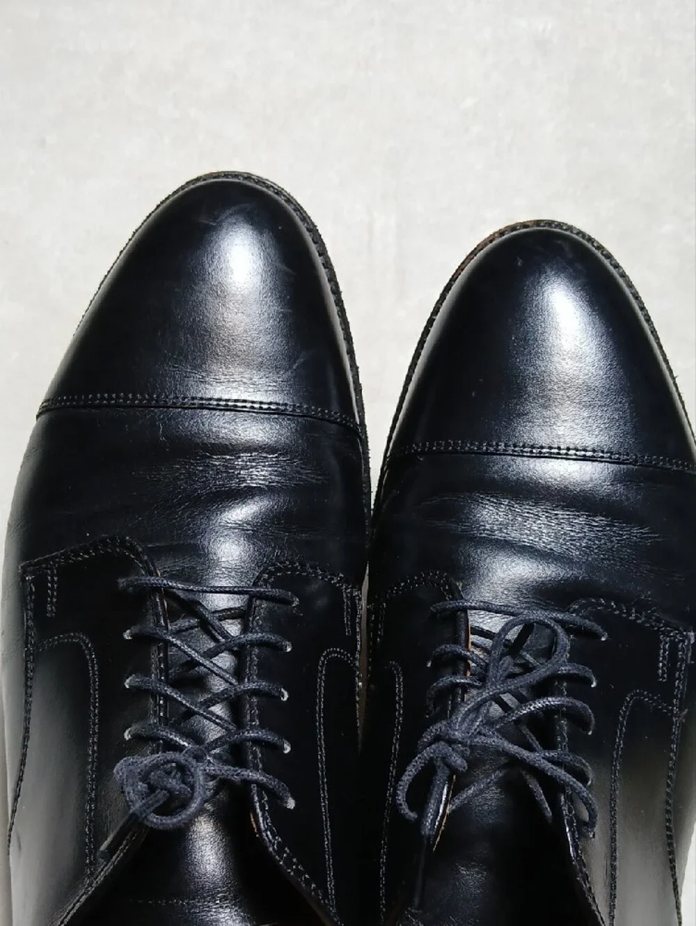 Alden 971 Straight Tip Blucher Black Leather Cap-Toe Derbys Size 10.5 B